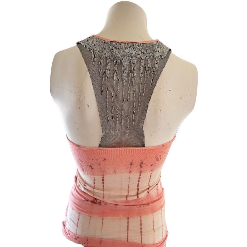 MM unplugged by Miss Me women’s pink cream tye dye metallic beaded waterfall tan - Picture 1 of 5